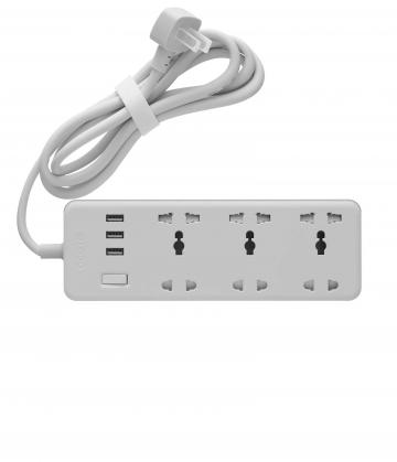 Ổ cắm nối dây có cầu dao bảo vệ, 6 ổ cắm, 3 Usb và công tắc chính
